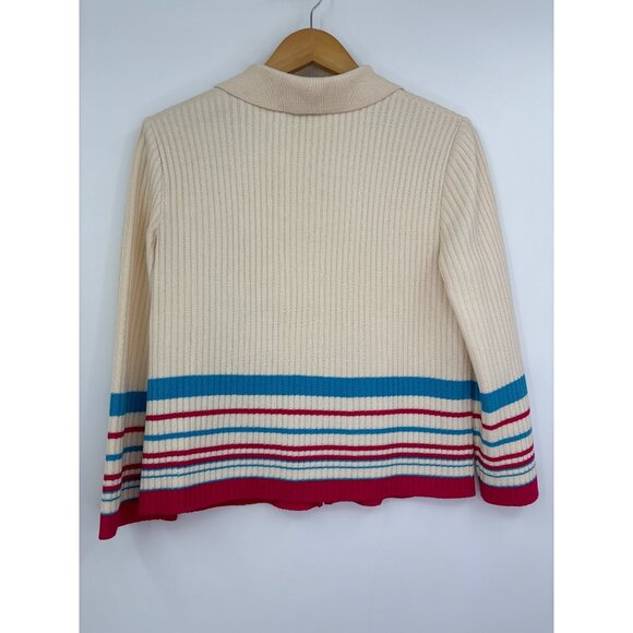 St. John Zip Ribbed Sweater Knit Cardigan & Tank Set Ivory Size Medium Small - Picture 12 of 12